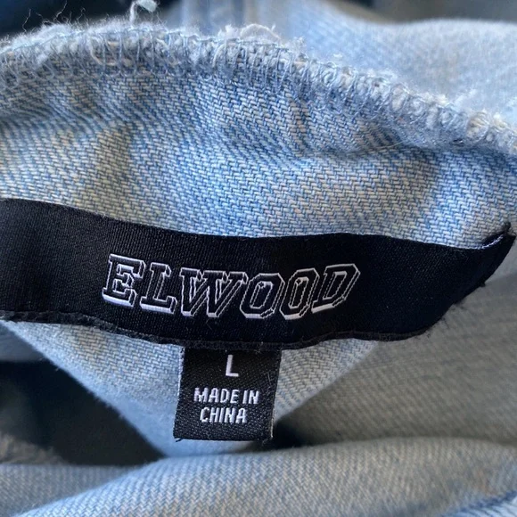 Elwood Large Denim Raw Edge Hoodie - Picture 2 of 12